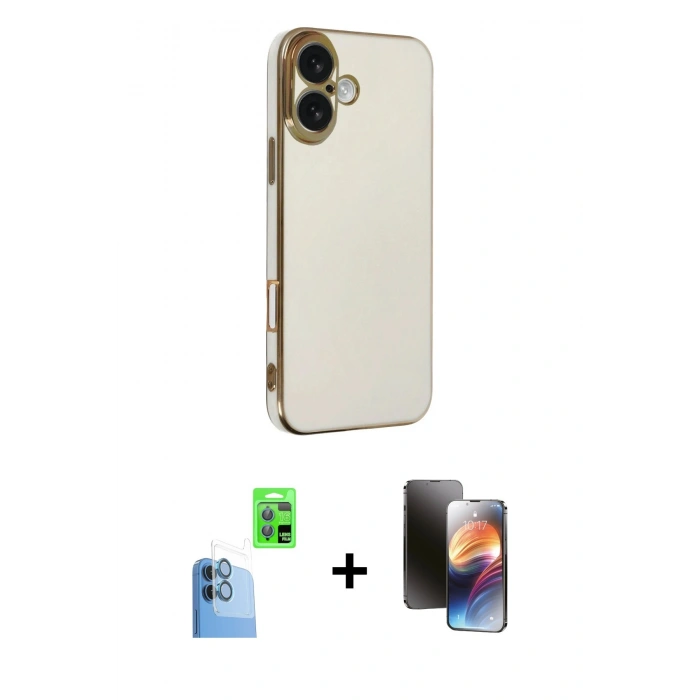 MARSİLYAN™- iPhone 16 Kılıf Yankı Serisi - Siyah 3D Antistatik Mat Seramik Nano Ekran Koruyucu + Raze Metal Kamera Lens - LT