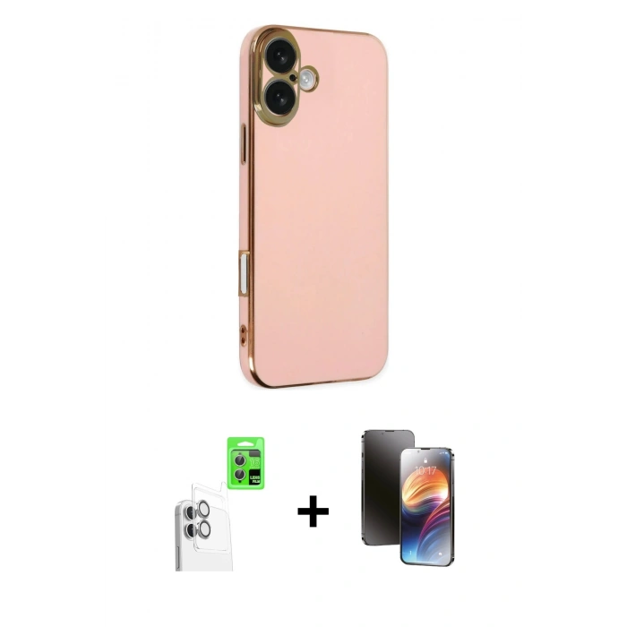 MARSİLYAN™- iPhone 16 Kılıf Yankı Serisi - Siyah 3D Antistatik Mat Seramik Nano Ekran Koruyucu + Raze Metal Kamera Lens - BZ