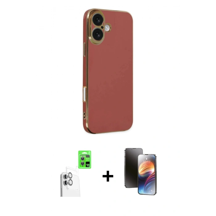 MARSİLYAN™- iPhone 16 Kılıf Yankı Serisi - Siyah 3D Antistatik Mat Seramik Nano Ekran Koruyucu + Raze Metal Kamera Lens - BZ