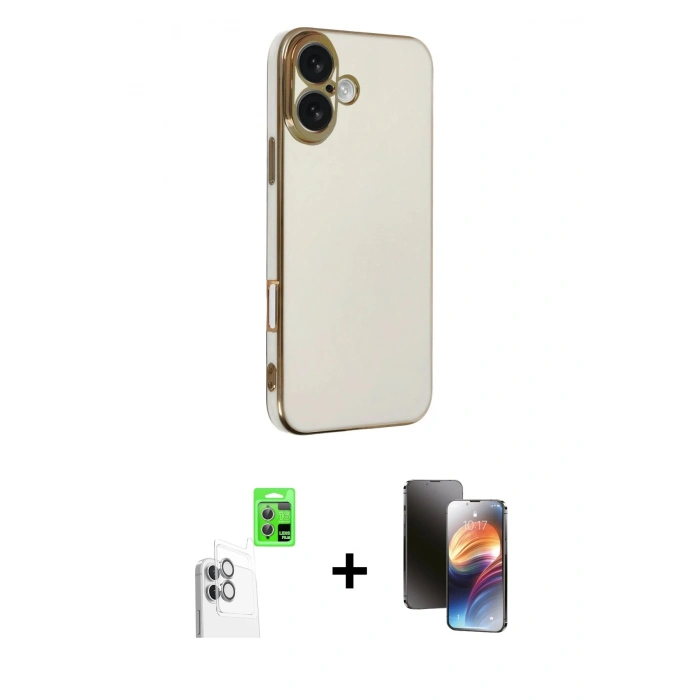 MARSİLYAN™- iPhone 16 Kılıf Yankı Serisi - Siyah 3D Antistatik Mat Seramik Nano Ekran Koruyucu + Raze Metal Kamera Lens - BZ