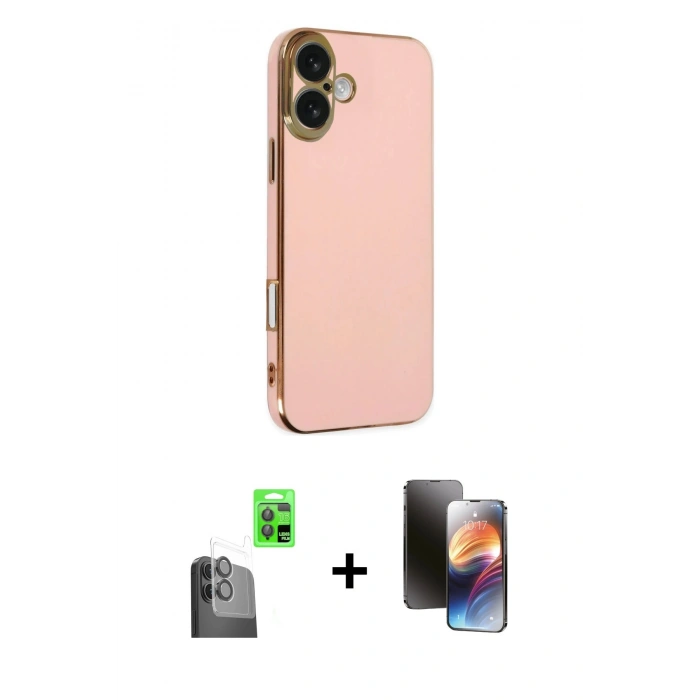 MARSİLYAN™- iPhone 16 Kılıf Yankı Serisi - Siyah 3D Antistatik Mat Seramik Nano Ekran Koruyucu + Raze Metal Kamera Lens - SH