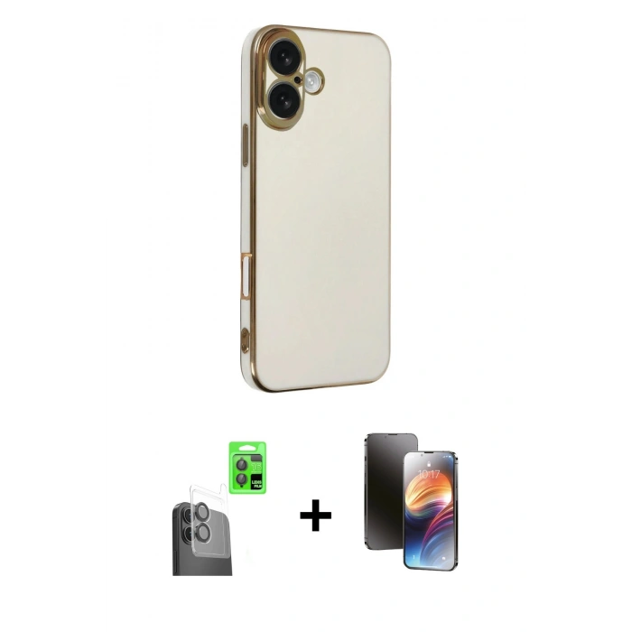 MARSİLYAN™- iPhone 16 Kılıf Yankı Serisi - Siyah 3D Antistatik Mat Seramik Nano Ekran Koruyucu + Raze Metal Kamera Lens - SH