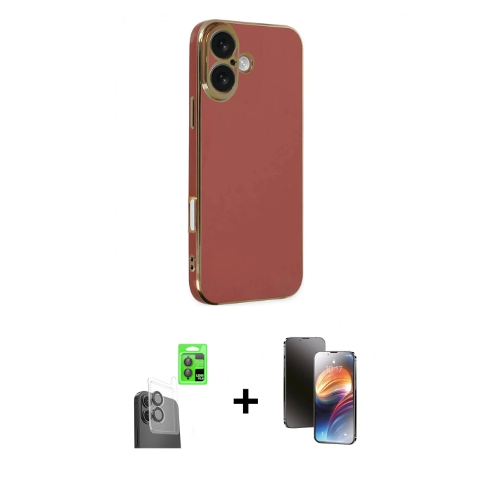 MARSİLYAN™- iPhone 16 Kılıf Yankı Serisi - Siyah 3D Antistatik Mat Seramik Nano Ekran Koruyucu + Raze Metal Kamera Lens - SH