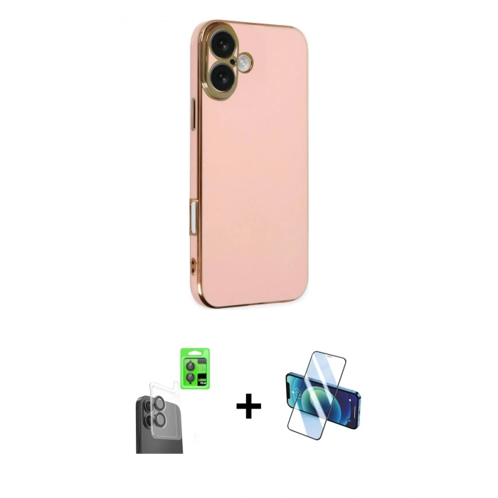 MARSİLYAN™- iPhone 16 Kılıf Yankı Serisi - Siyah 3D Antistatik Seramik Nano Ekran Koruyucu + Raze Metal Kamera Lens - SH