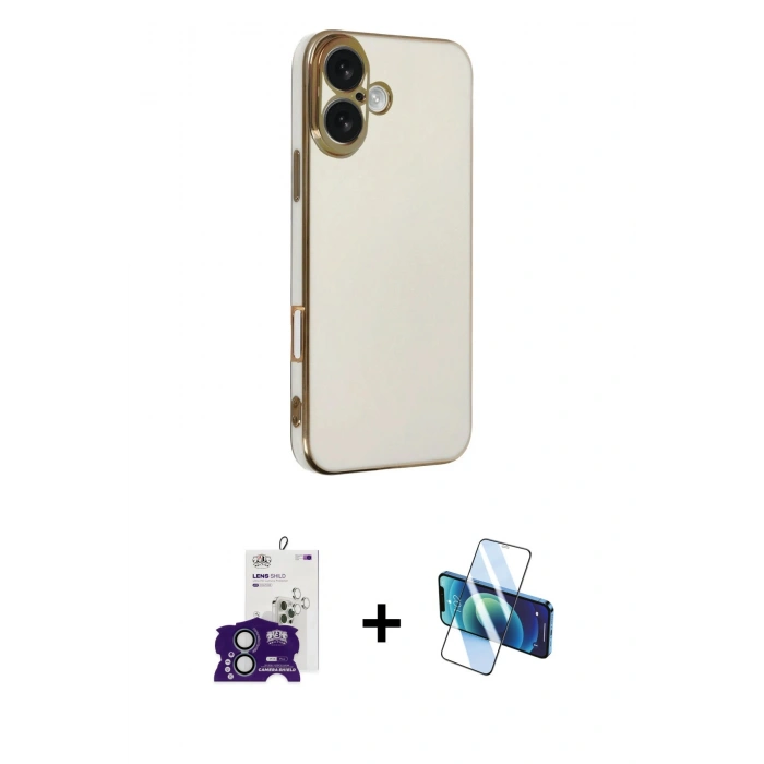 MARSİLYAN™- iPhone 16 Kılıf Yankı Serisi - Siyah 3D Antistatik Seramik Nano Ekran Koruyucu + Bilvis Titan Kamera Lens - YL