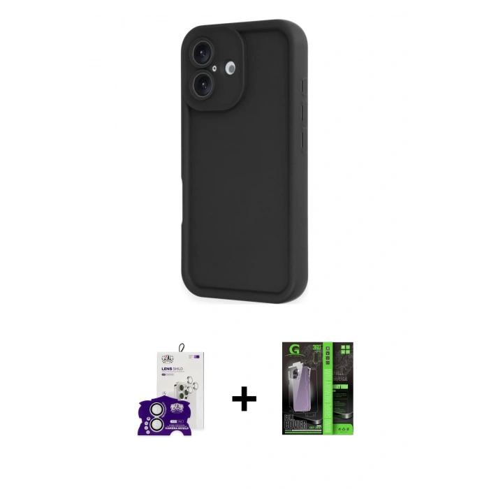 MARSİLYAN™- iPhone 16 Kılıf Yankı Yansıma Özel Seri - Şeffaf 360 Full Body Arka Koruyucu + Bilvis Titan Kamera Lens - GS