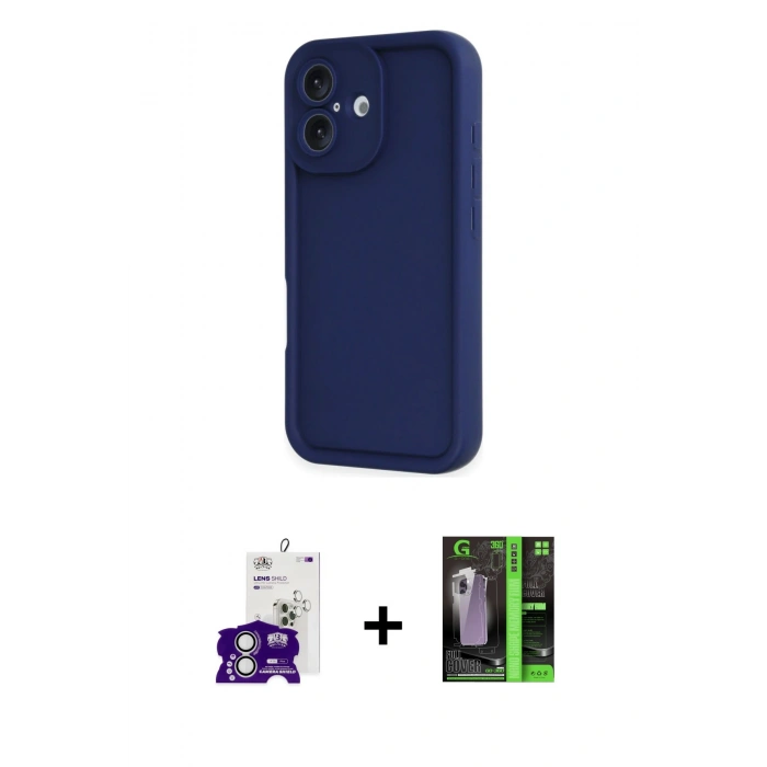 MARSİLYAN™- iPhone 16 Kılıf Yankı Yansıma Özel Seri - Şeffaf 360 Full Body Arka Koruyucu + Bilvis Titan Kamera Lens - GS