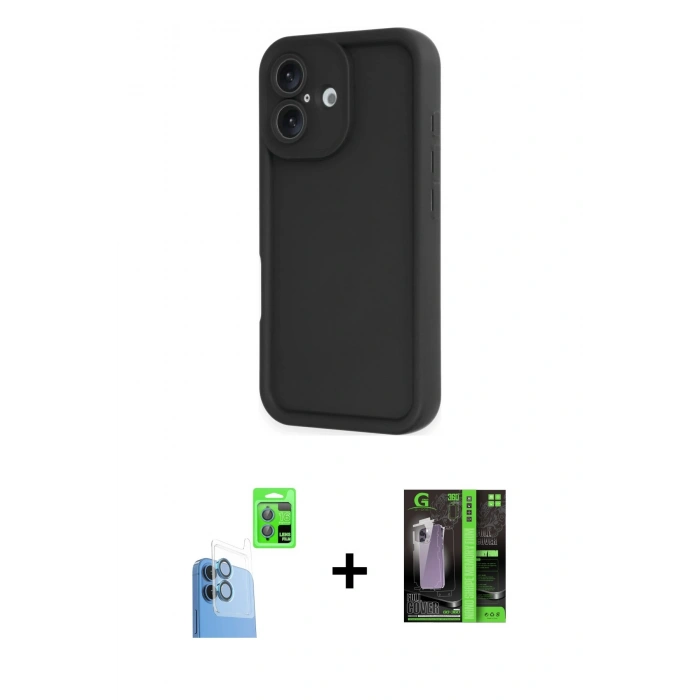 MARSİLYAN™- iPhone 16 Kılıf Yankı Yansıma Özel Seri - Şeffaf 360 Full Body Arka Koruyucu + Raze Metal Kamera Lens - LT