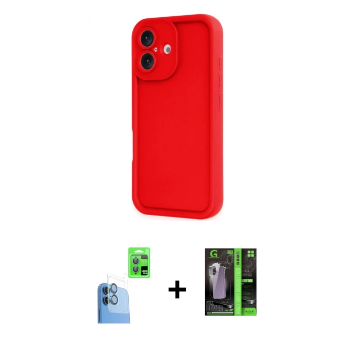 MARSİLYAN™- iPhone 16 Kılıf Yankı Yansıma Özel Seri - Şeffaf 360 Full Body Arka Koruyucu + Raze Metal Kamera Lens - LT
