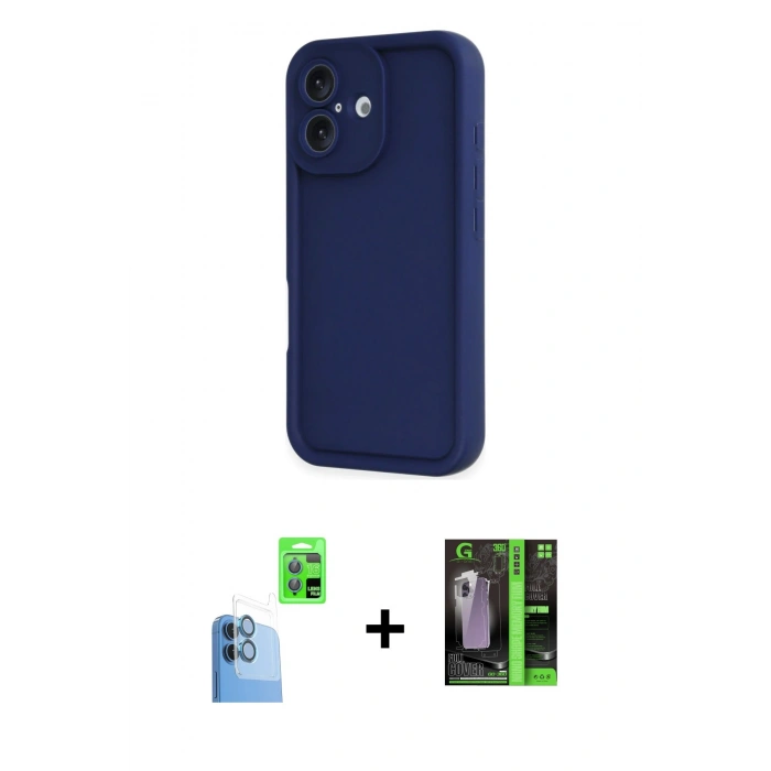 MARSİLYAN™- iPhone 16 Kılıf Yankı Yansıma Özel Seri - Şeffaf 360 Full Body Arka Koruyucu + Raze Metal Kamera Lens - LT