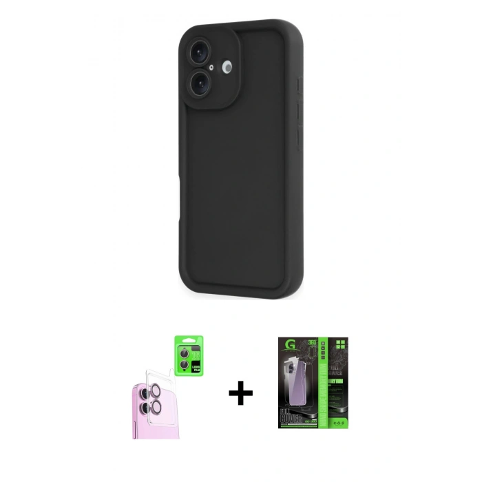 MARSİLYAN™- iPhone 16 Kılıf Yankı Yansıma Özel Seri - Şeffaf 360 Full Body Arka Koruyucu + Raze Metal Kamera Lens - PE