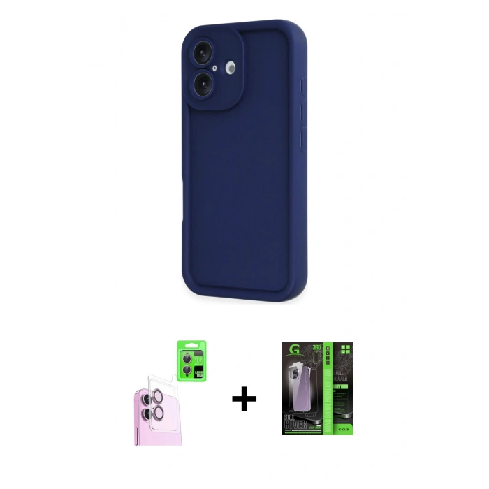 MARSİLYAN™- iPhone 16 Kılıf Yankı Yansıma Özel Seri - Şeffaf 360 Full Body Arka Koruyucu + Raze Metal Kamera Lens - PE