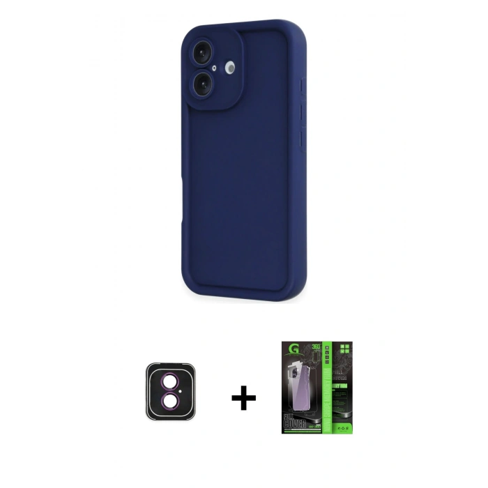 MARSİLYAN™- iPhone 16 Kılıf Yankı Yansıma Özel Seri - Şeffaf 360 Full Body Arka Koruyucu + PVD Metal Kamera Lens - PE