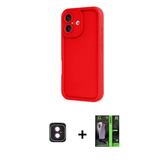 MARSİLYAN™- iPhone 16 Kılıf Yankı Yansıma Özel Seri - Şeffaf 360 Full Body Arka Koruyucu + PVD Metal Kamera Lens - PE