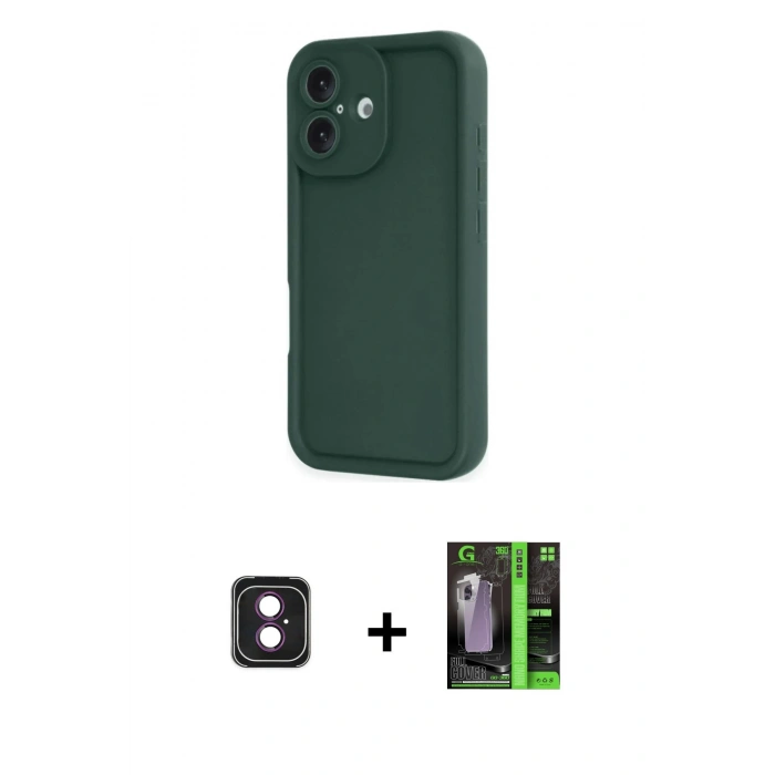 MARSİLYAN™- iPhone 16 Kılıf Yankı Yansıma Özel Seri - Şeffaf 360 Full Body Arka Koruyucu + PVD Metal Kamera Lens - PE