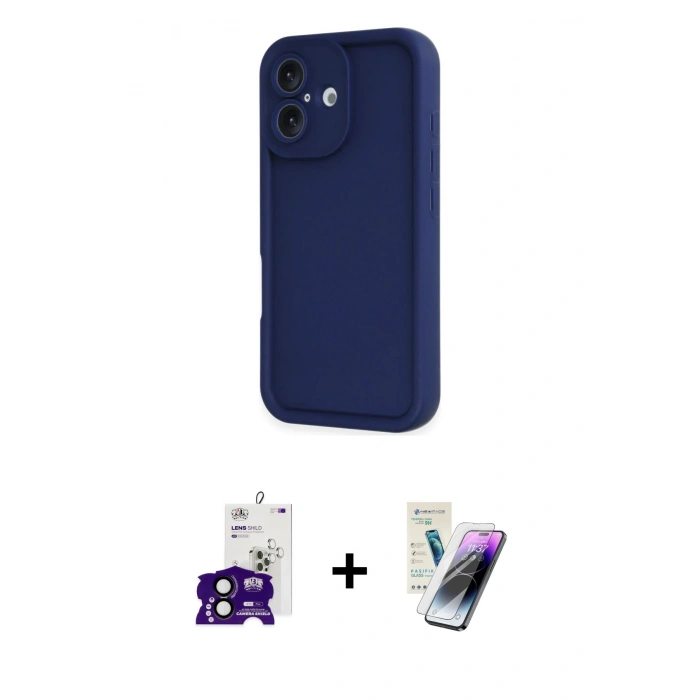 MARSİLYAN™- iPhone 16 Kılıf Yankı Yansıma Özel Seri - Şeffaf Pasifik Cam Ekran Koruyucu + Bilvis Titan Kamera Lens - SH