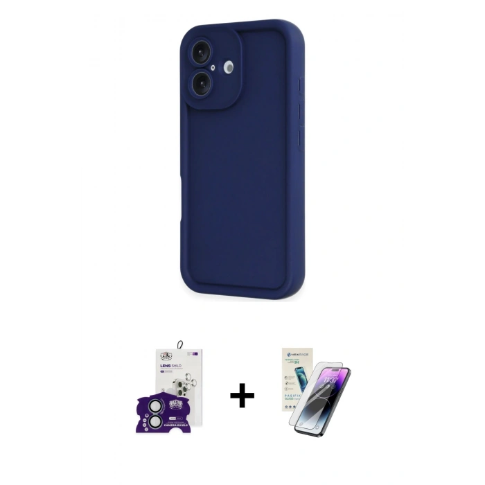 MARSİLYAN™- iPhone 16 Kılıf Yankı Yansıma Özel Seri - Şeffaf Pasifik Cam Ekran Koruyucu + Yeşil Bilvis Titan Kamera Lens