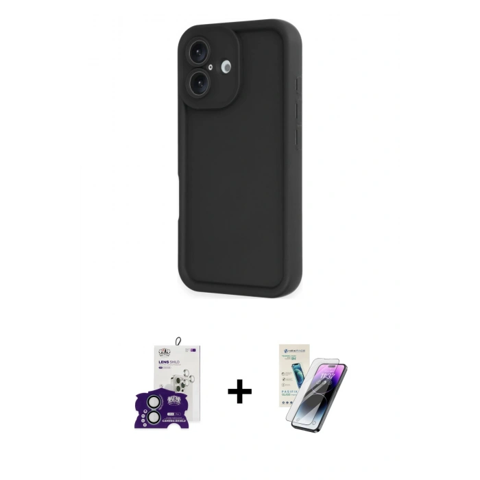 MARSİLYAN™- iPhone 16 Kılıf Yankı Yansıma Özel Seri - Şeffaf Pasifik Cam Ekran Koruyucu + Yeşil Bilvis Titan Kamera Lens