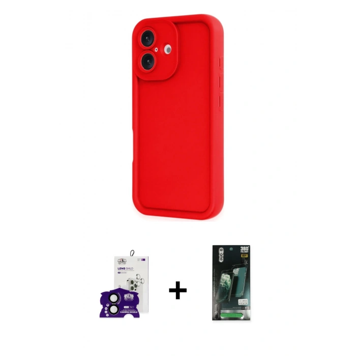 MARSİLYAN™- iPhone 16 Kılıf Yankı Yansıma Özel Seri - Siyah 360 Mat Full Body Arka Koruyucu + Bilvis Titan Kamera Lens - SH