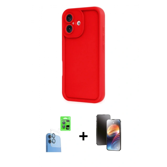 MARSİLYAN™- iPhone 16 Kılıf Yankı Yansıma Özel Seri - Siyah 3D Antistatik Mat Seramik Nano Ekran Koruyucu + Raze Metal Kamera Lens - LT