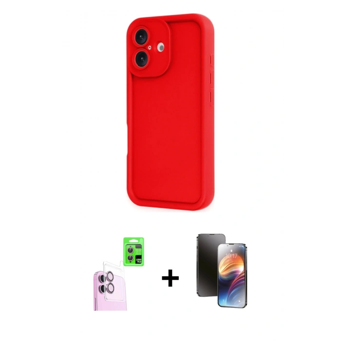 MARSİLYAN™- iPhone 16 Kılıf Yankı Yansıma Özel Seri - Siyah 3D Antistatik Mat Seramik Nano Ekran Koruyucu + Raze Metal Kamera Lens - PE