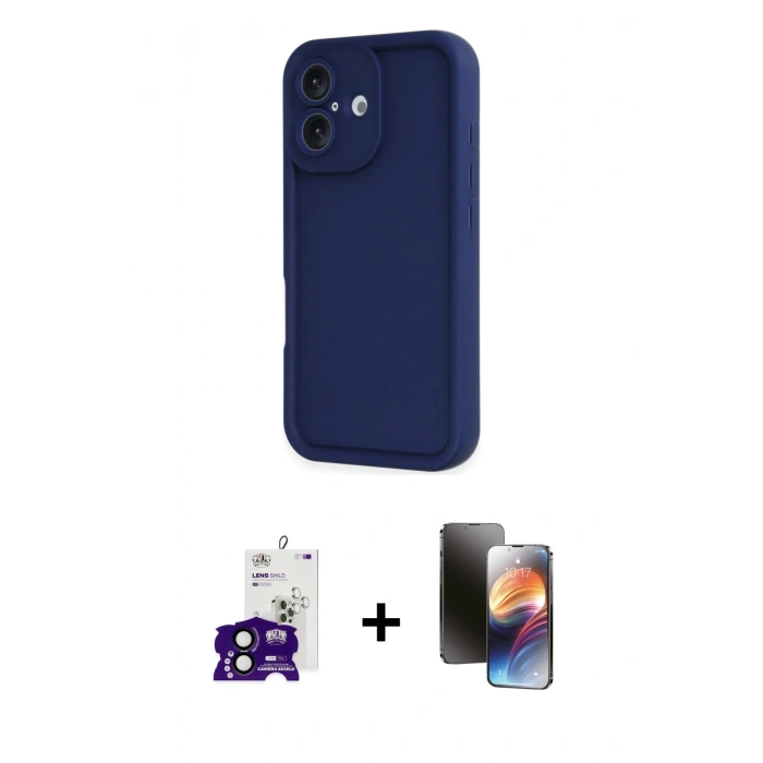 MARSİLYAN™- iPhone 16 Kılıf Yankı Yansıma Özel Seri - Siyah 3D Antistatik Mat Seramik Nano Ekran Koruyucu + Bilvis Titan Kamera Lens - SH