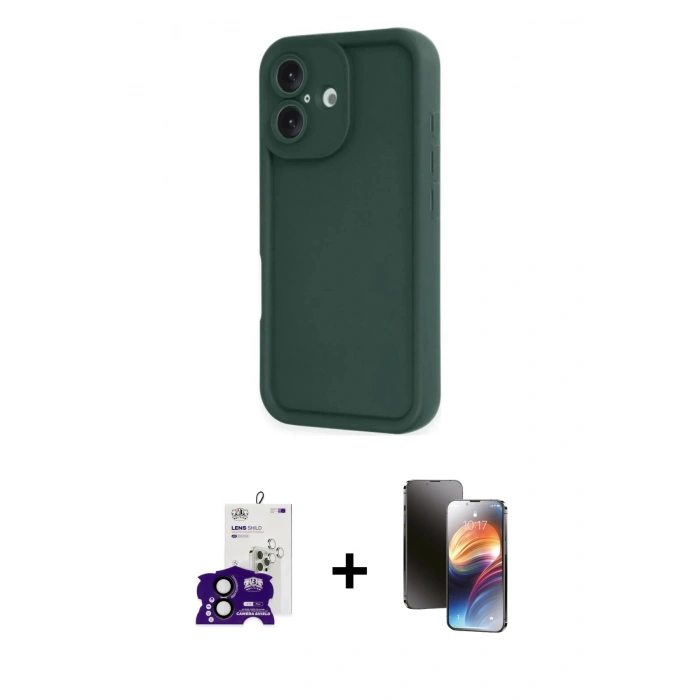 MARSİLYAN™- iPhone 16 Kılıf Yankı Yansıma Özel Seri - Siyah 3D Antistatik Mat Seramik Nano Ekran Koruyucu + Bilvis Titan Kamera Lens - SH
