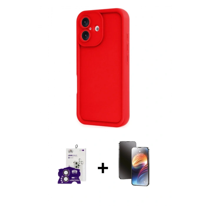 MARSİLYAN™- iPhone 16 Kılıf Yankı Yansıma Özel Seri - Siyah 3D Antistatik Mat Seramik Nano Ekran Koruyucu + Bilvis Titan Kamera Lens - PE