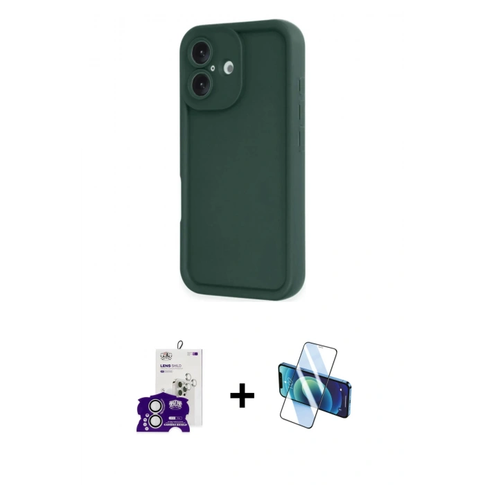 MARSİLYAN™- iPhone 16 Kılıf Yankı Yansıma Özel Seri - Siyah 3D Antistatik Seramik Nano Ekran Koruyucu + Bilvis Titan Kamera Lens - GS