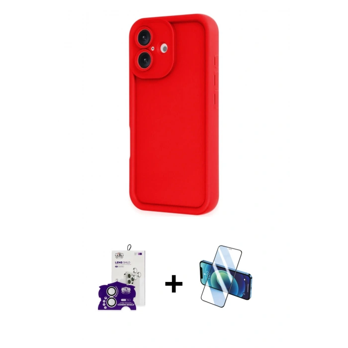 MARSİLYAN™- iPhone 16 Kılıf Yankı Yansıma Özel Seri - Siyah 3D Antistatik Seramik Nano Ekran Koruyucu + Bilvis Titan Kamera Lens - GS