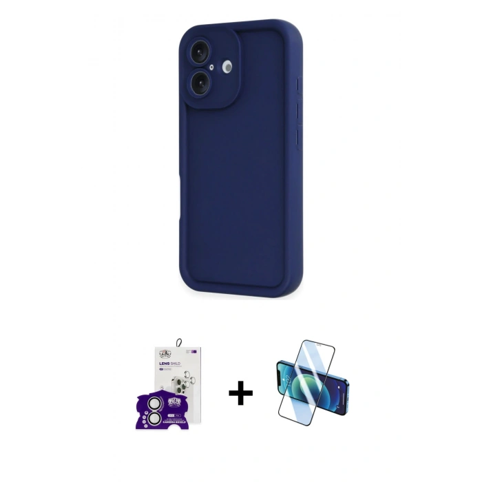 MARSİLYAN™- iPhone 16 Kılıf Yankı Yansıma Özel Seri - Siyah 3D Antistatik Seramik Nano Ekran Koruyucu + Bilvis Titan Kamera Lens - GS
