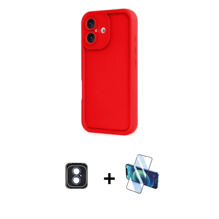 MARSİLYAN™- iPhone 16 Kılıf Yankı Yansıma Özel Seri - Siyah 3D Antistatik Seramik Nano Ekran Koruyucu + PVD Metal Kamera Lens - MI