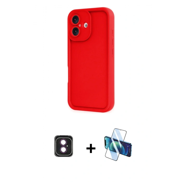 MARSİLYAN™- iPhone 16 Kılıf Yankı Yansıma Özel Seri - Siyah 3D Antistatik Seramik Nano Ekran Koruyucu + PVD Metal Kamera Lens - PE