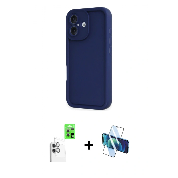 MARSİLYAN™- iPhone 16 Kılıf Yankı Yansıma Özel Seri - Siyah 3D Antistatik Seramik Nano Ekran Koruyucu + Raze Metal Kamera Lens - BZ