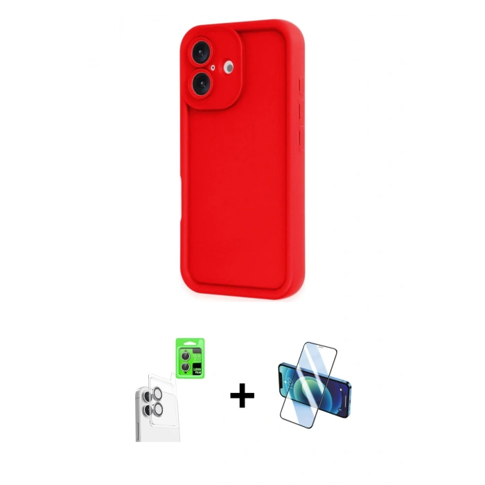 MARSİLYAN™- iPhone 16 Kılıf Yankı Yansıma Özel Seri - Siyah 3D Antistatik Seramik Nano Ekran Koruyucu + Raze Metal Kamera Lens - BZ