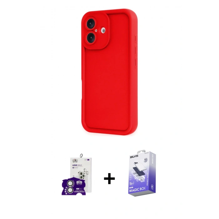 MARSİLYAN™- iPhone 16 Kılıf Yankı Yansıma Özel Seri - Siyah Bilvis 5in1 5D Magic Hayalet Cam Ekran Koruyucu + Bilvis Titan Kamera Lens - GS