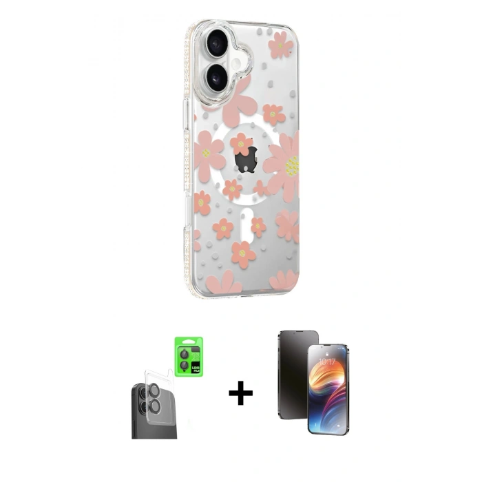 MARSİLYAN™- iPhone 16 Kılıf Yörünge Işık Prime - Siyah 3D Antistatik Mat Seramik Nano Ekran Koruyucu + Raze Metal Kamera Lens - SH