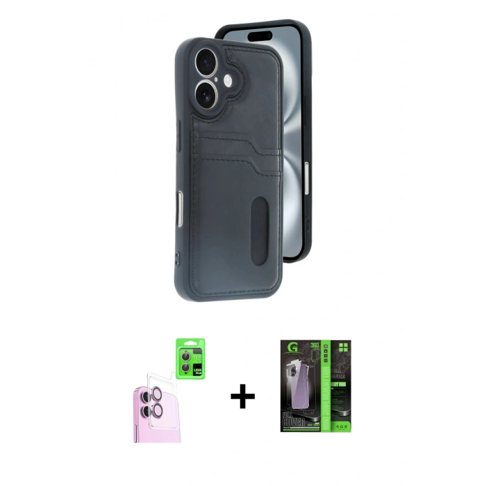 MARSİLYAN™- iPhone 16 Kılıf Yörünge Işık Serisi - Şeffaf 360 Full Body Arka Koruyucu + Raze Metal Kamera Lens - PE