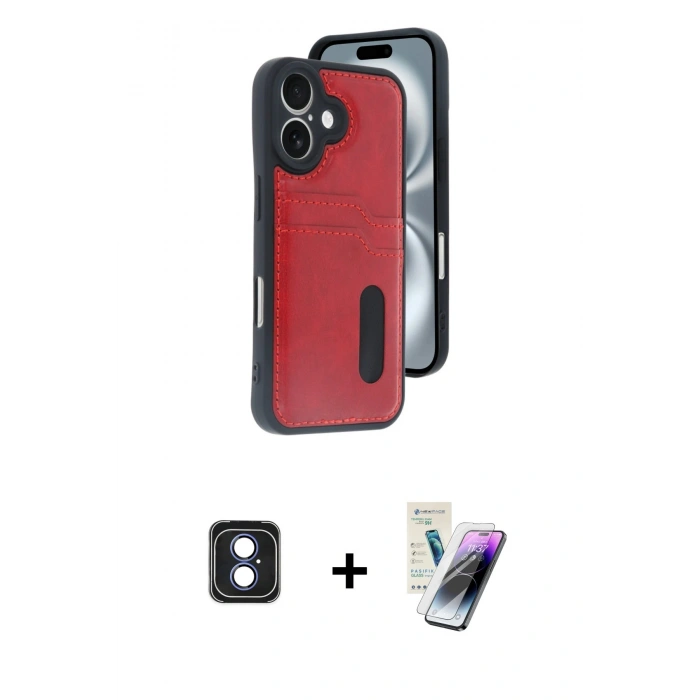 MARSİLYAN™- iPhone 16 Kılıf Yörünge Işık Serisi - Şeffaf Pasifik Cam Ekran Koruyucu + PVD Metal Kamera Lens - MI