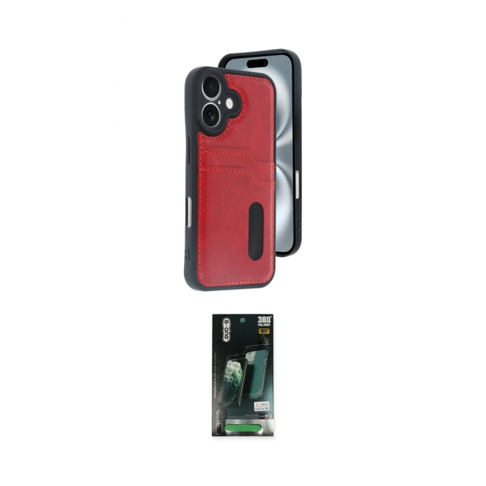 MARSİLYAN™- iPhone 16 Kılıf Yörünge Işık Serisi - Siyah 360 Mat Full Body Arka Koruyucu