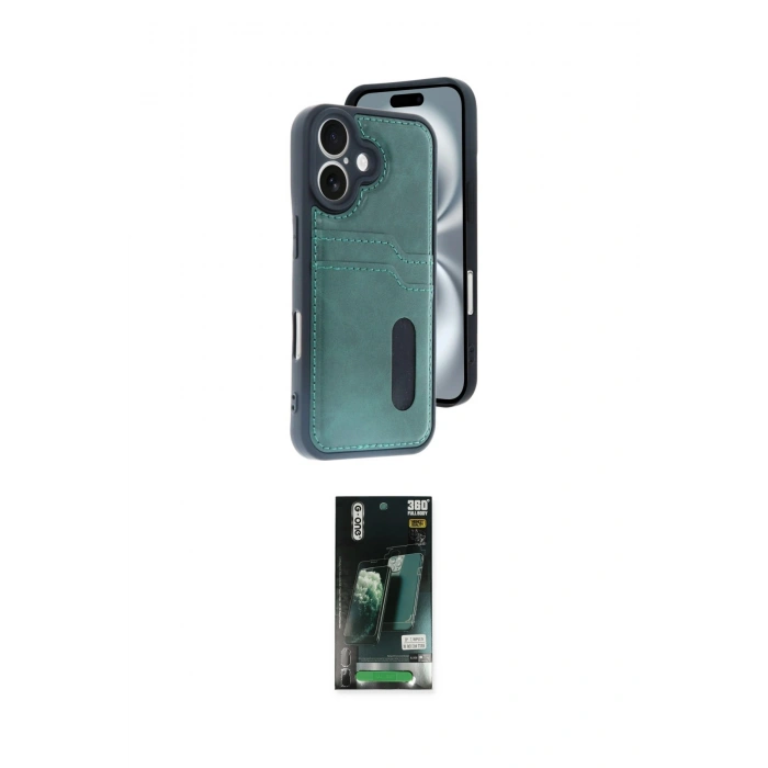 MARSİLYAN™- iPhone 16 Kılıf Yörünge Işık Serisi - Siyah 360 Mat Full Body Arka Koruyucu