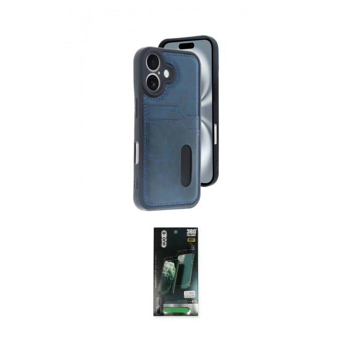 MARSİLYAN™- iPhone 16 Kılıf Yörünge Işık Serisi - Siyah 360 Mat Full Body Arka Koruyucu