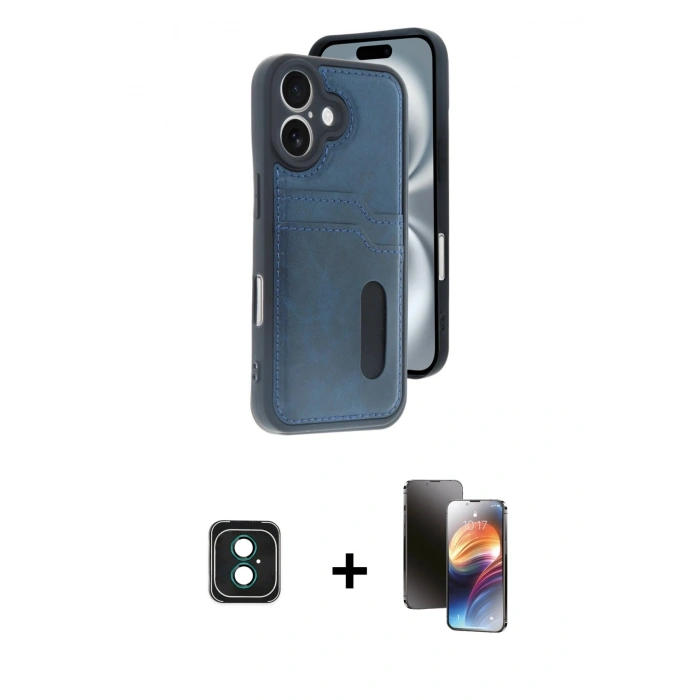 MARSİLYAN™- iPhone 16 Kılıf Yörünge Işık Serisi - Siyah 3D Antistatik Mat Seramik Nano Ekran Koruyucu + PVD Metal Kamera Lens - YL