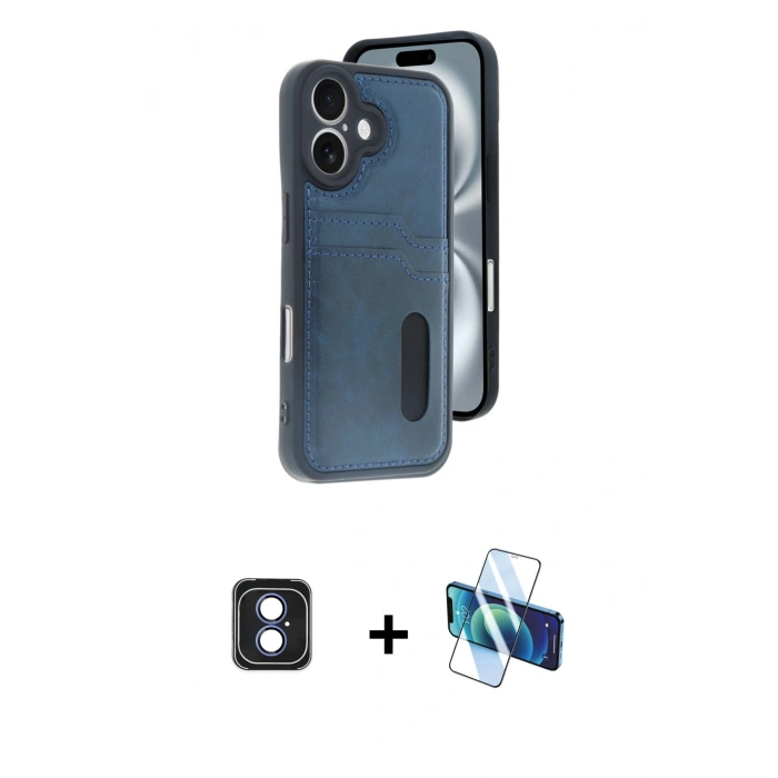 MARSİLYAN™- iPhone 16 Kılıf Yörünge Işık Serisi - Siyah 3D Antistatik Seramik Nano Ekran Koruyucu + PVD Metal Kamera Lens - MI