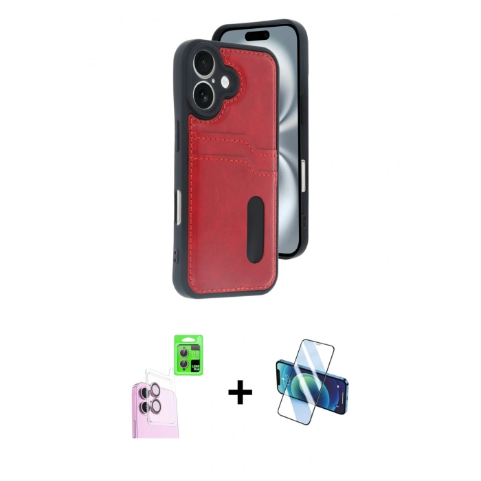MARSİLYAN™- iPhone 16 Kılıf Yörünge Işık Serisi - Siyah 3D Antistatik Seramik Nano Ekran Koruyucu + Raze Metal Kamera Lens - PE