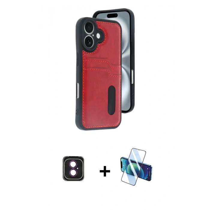 MARSİLYAN™- iPhone 16 Kılıf Yörünge Işık Serisi - Siyah 3D Antistatik Seramik Nano Ekran Koruyucu + PVD Metal Kamera Lens - PE