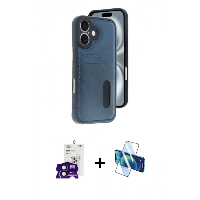 MARSİLYAN™- iPhone 16 Kılıf Yörünge Işık Serisi - Siyah 3D Antistatik Seramik Nano Ekran Koruyucu + Bilvis Titan Kamera Lens - SH