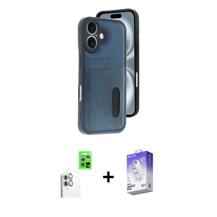 MARSİLYAN™- iPhone 16 Kılıf Yörünge Işık Serisi - Siyah Bilvis 5in1 3D Magic Cam Ekran Koruyucu + Raze Metal Kamera Lens - BZ