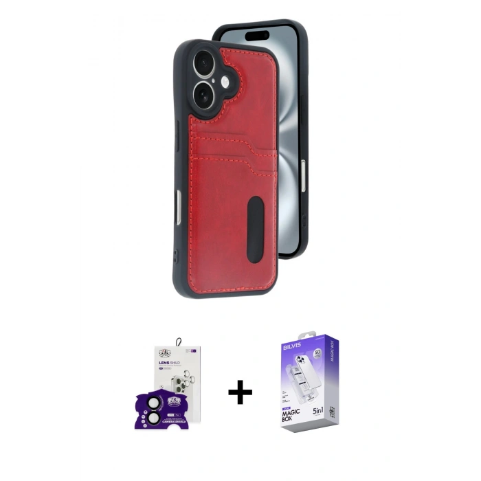 MARSİLYAN™- iPhone 16 Kılıf Yörünge Işık Serisi - Siyah Bilvis 5in1 3D Magic Cam Ekran Koruyucu + Bilvis Titan Kamera Lens - SH