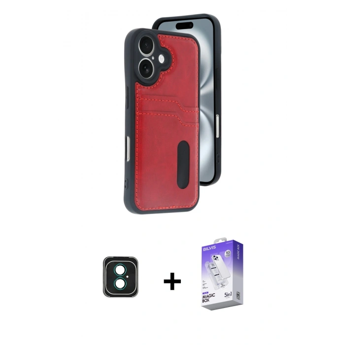 MARSİLYAN™- iPhone 16 Kılıf Yörünge Işık Serisi - Siyah Bilvis 5in1 3D Magic Cam Ekran Koruyucu + PVD Metal Kamera Lens - YL
